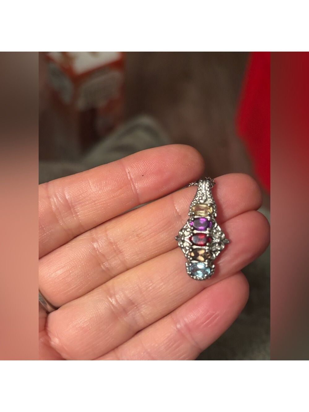 NWT EverTrue Multi Gemstone Chakra Rainbow 🌈 Pendant Necklace • 22in With Chain - Picture 10 of 13